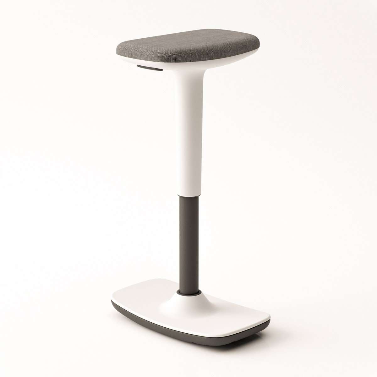 Taburete Tritt regulable en altura color blanco. Tapizado gris - Imagen 3