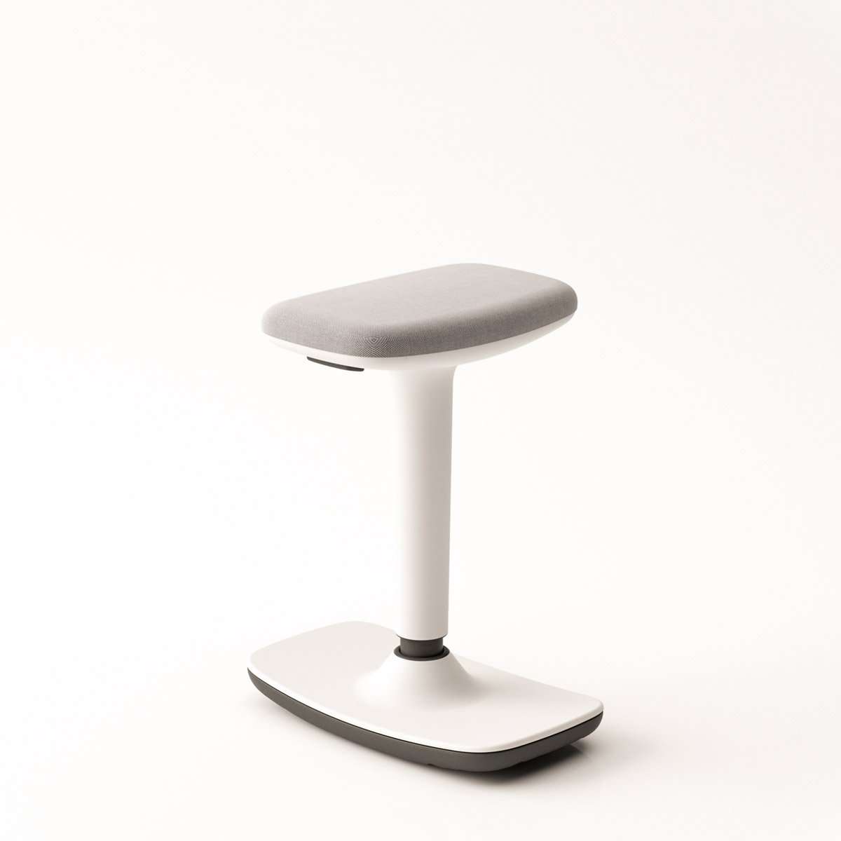 Taburete Tritt regulable en altura color blanco. Tapizado gris - Imagen 2