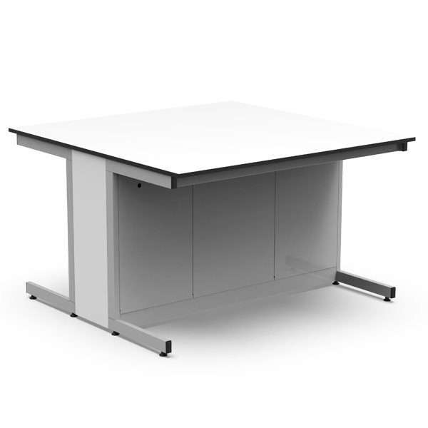 Mesa de laboratorio doble con frente registrable
