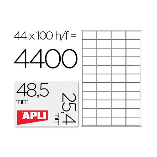 etiquetas adhesivas marca apli 485 x 254 mm 43732