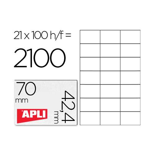 etiquetas adhesivas marca apli 70 x 424 mm 43733