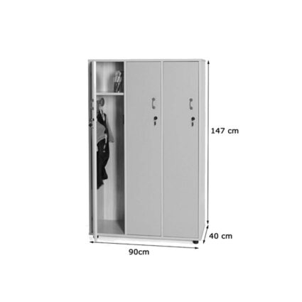 Taquilla 3 personas 147 cm alto con llave