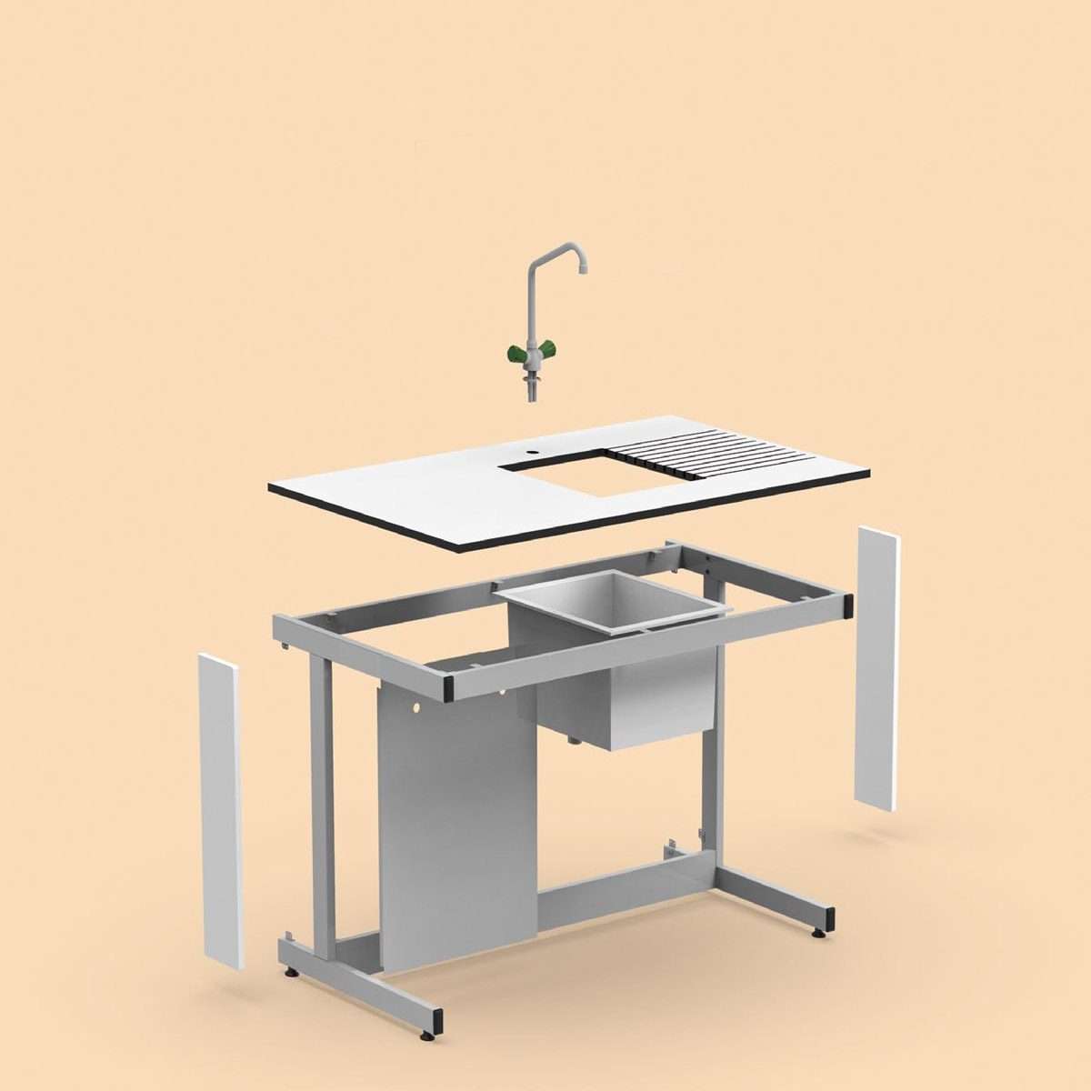 Mesa de laboratorio con pileta y grifo - Imagen 2